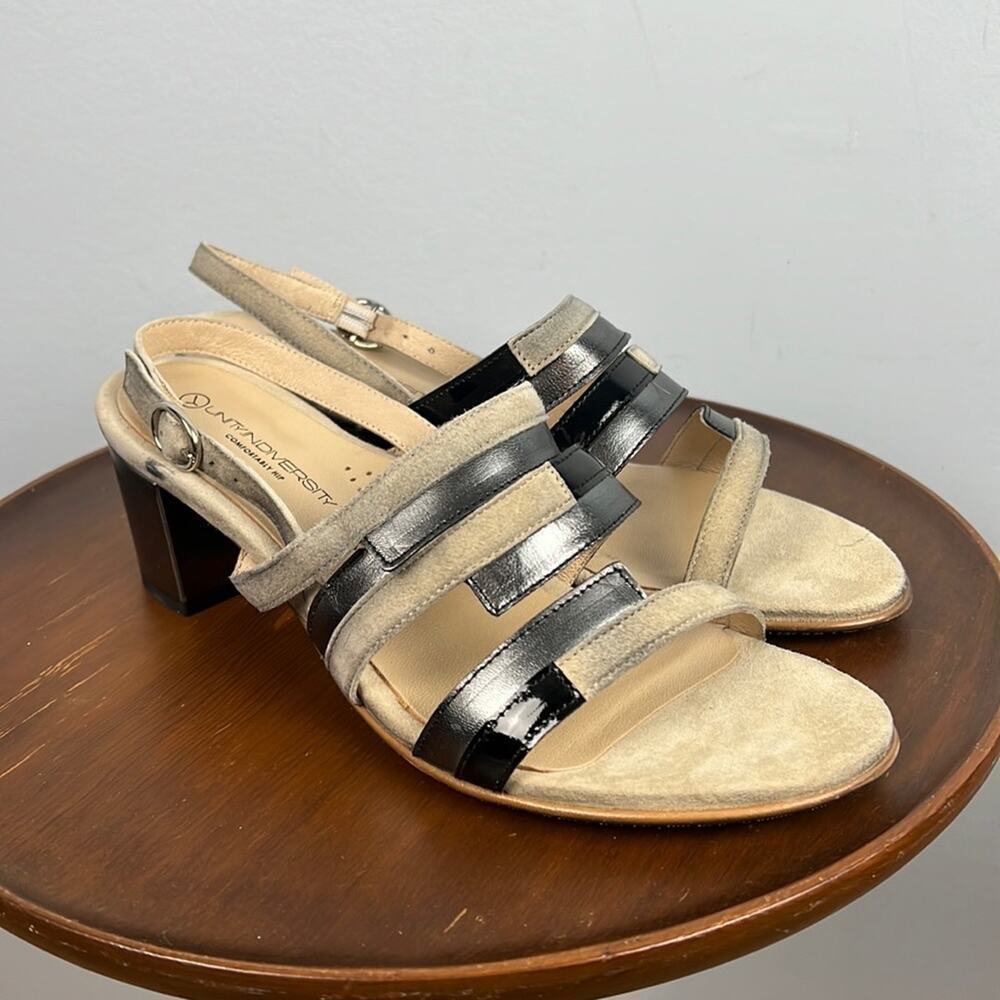 Unity in Diversity Happy strappy multicolor suede slingback sandals size 9